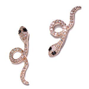14k Rose Gold Pave Diamond Snake Climbers/Earrings